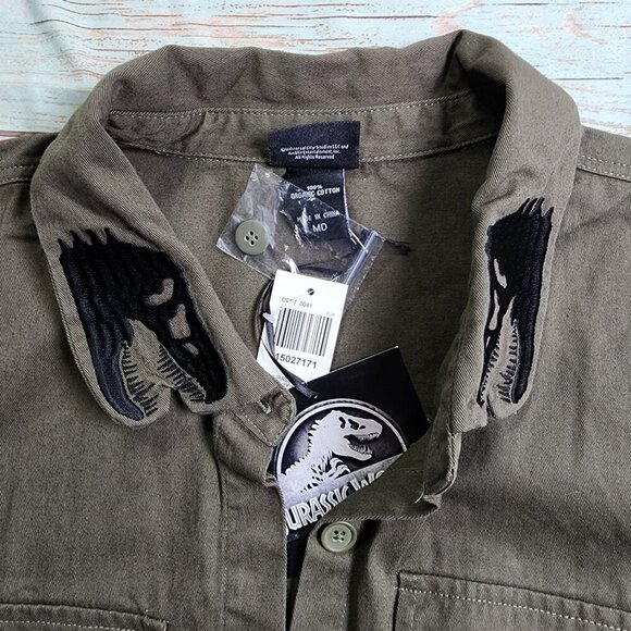 Jurassic Park Olive Green Long Sleeve Shirt By BoxLunch, Women's Medium - Picture 8 of 13